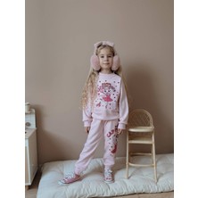 ButumiKids Kız Çocuk Karakter Baskılı 3 Iplik Şardonlu Pamuk Kumaş Alt Üst Takım