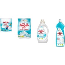 Aquabor Doğal Mineralli Tablet + 4 kg Beyaz + Sıvı Beyaz  + Elde Bulaşık 4 Lü Set