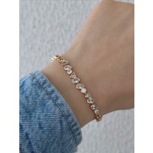 QA Quella Accessories Xuping Geometrik Zirkon 14K Soft Rose-Gold Bileklik 17+2 cm