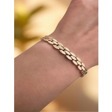 QA Quella Accessories Xuping Çift Taraf Petek  Düz Soft Rose-Gold Bileklik 18 cm