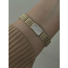 QA Quella Accessories Xuping Vintage  Zirkon Gurmet 14K Altın Kaplama Gold Bileklik 20 cm