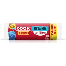 3 Adet Cook Ekonomik Orta Çöp Torbası Mavi ( 55 cm x 60 cm ) 30 Yaprak