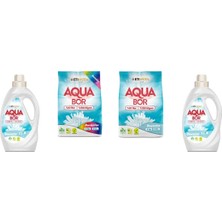 Aquabor Doğal Mineralli Sıvı Beyaz  + 4 kg Renkliler + 4 kg Beyaz + Sıvı Beyaz 4 Lü Set