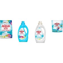 Aquabor Doğal Mineralli 4 kg Renkliler + Sıvı Renkliler + Sıvı Beyaz  + Tablet 4 Lü Set