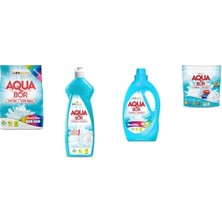 Aquabor Doğal Mineralli 4 kg Renkliler + Elde Bulaşık + Sıvı Renkliler + Tablet 4 Lü Set