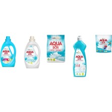 Aquabor Doğal Mineralli Sıvı Renkliler + Sıvı Beyaz + 4 kg Beyaz + Elde Bulaşık + Tablet 5 Li Set