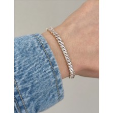 QA Quella Accessories Çelik Zirkon Baget Su Yolu 14 Ayar Altın Kaplama Gold Bileklik 16+2 cm