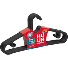 Huub Plastik Askı Slim Siyah 10'lu 4 Adet