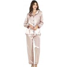 Aria's Closet Pudra Ikili Saten Gecelik Pijama Takımı 7647
