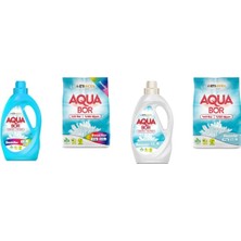 Aquabor Doğal Mineralli Sıvı Renkliler + 4 kg Renkliler + Sıvı Beyaz + 4 kg Beyaz 4 Lü Set