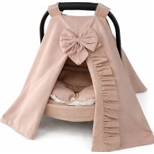 Jaju Baby Fırfırlı Puset Örtüsü, Puset Minderi & Puset Çarşafı - Kahve