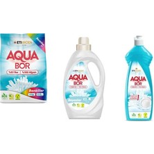 Aquabor Doğal Mineralli 4 kg Renkliler + Sıvı Beyaz + Elde Bulaşık 3 Lü Set