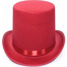 Livenda Kırmızı Fötr Şapka Sihirbaz Şapkası