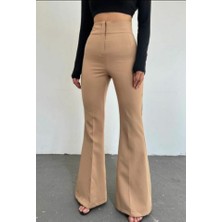 Emh Store Kadın Yüksek Bel Ispanyol Paça Atlas Kumaş Pantolon