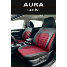 Trobus Mercedes G Kısa Kasa (W460/463) 1979–2013 Uyumlu Aura Serisi Kırmızı Siyah Keten Oto Koltuk Kılıfı Tam Set (5 Koltuk) | Deri Detay, Airbag, Kolçak, 2+1, Cepli, 3 Katman