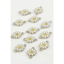 Zero Land Gld-Spt- Papatya Çift Kulplu Mineli Bileklik ve Kolye Ucu Atı 1 Adet - Beyaz