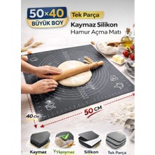 Yeterx 50X40 cm Büyük Boy Silikon Hamur Açma Matı – Ölçülü Kaymaz Pasta Altlığı