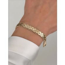 QA Quella Accessories Xuping Sütun Sıra Yansımalı Soft Rose-Gold Bileklik 17 cm