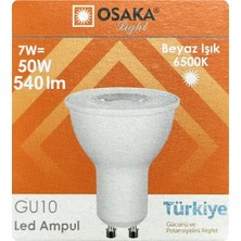Avarson (1 Adet) Osaka 7W (50W) Beyaz Işık (6500K) GU10 Duylu LED Spot Ampul
