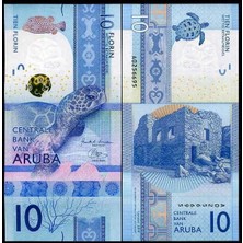 3Alp Koleksiyon Aruba 10 Florin 2019, P#21, Çil, Eski Yabancı Kağıt Para