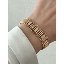 QA Quella Accessories Xuping Sütun Plaka  14K Soft Rose-Gold Bileklik 16 cm