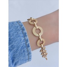 QA Quella Accessories Xuping Kalın Halka Tasarım Soft Rose-Gold Bileklik 16+2 cm