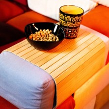 Meturas Katlanabilir Bambu Dikdörtgen Kolçak Tepsi Üstü Bardaklık ve Tepsi Supla 46X32 cm