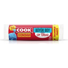 3 Adet Cook Ekonomik Büyük Çöp Torbası Mavi (65 cm x 80 Cm) 20 Yaprak