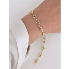 QA Quella Accessories Rodyum Mg   Renkli Zirkon 14K Gold Bileklik 17+2 cm