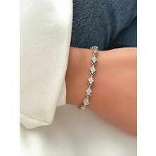 QA Quella Accessories Rodyum Zirkon Balık  Gümüş Bileklik 16+2 cm