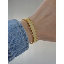 QA Quella Accessories Çelik Taç  Zirkon Gold Kelepçe Bileklik Iç Çapı: 5,7 cm   Çevresi: 19 cm