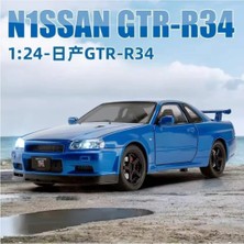Aksoy Toys Nissan Skyline Gtr R34 1:24 Ölçek Diecast Model Araba Açılan Kapıları Nıssan Gtr R34 Model Mavi