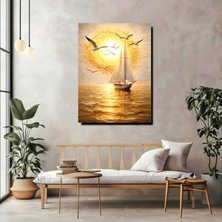 Artprinta Gün Batımında Yelkenli Kanvas Tablo – Deniz & Güneş Temalı Modern Duvar Dekoru