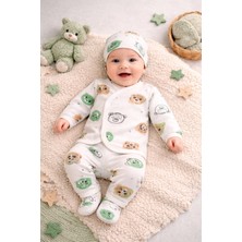 Ozz Baby Unısex Yeni Doğan  0/3 Ay Yavru Ayı Zıbın Seti Dış Üst Zıbın Dış Alt Şapka 3 Parça