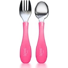 Wee Baby Paslanmz Çelik Çatal Kaşık Seti Pembe (2 Adet)