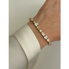 QA Quella Accessories Xuping Fiyonk Şerit Zirkon 14K Soft Rose-Gold Bileklik 17+2 cm