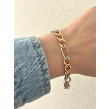QA Quella Accessories Xuping Halka Zirkon Soft 14K Rose Gold-Gümüş Zincir Bileklik 20+3 cm