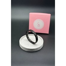 Alsem Siyah Italyan Charm , Italyan Charm Siyah Çelik Esnek Bileklik , Sevgiliye Hediye