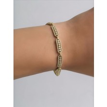 QA Quella Accessories Xuping Kristal  Zirkon 14 Ayar Altın Kaplama Gold Bileklik 19 cm