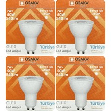 Avarson (4 Adet) Osaka 7W (50W) Beyaz Işık (6500K) GU10 Duylu LED Spot Ampul