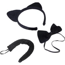 Livenda Kedi Kostüm Taç Kuyruk Papyon Seti Karışık