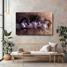 Artprinta Koşan Atlar Kanvas Tablo – Özgürlük ve Güç Temalı Yatay Duvar Dekoru