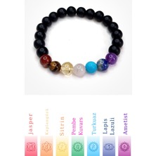 Herkimer Doğaltaş Doğal Taşlı Unisex 7 Çakra Bilekliği Ametist-Lapis-Turkuaz-Aventurin-Kaplangözü-Sitrin-Jasper-Oniks