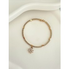 QA Quella Accessories Rodyum Zirkon Çiçek Su Yolu  Açık Rose-Gold Ayarlanabilir Bileklik