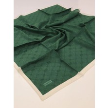 Piramit Monogram Jakarlı Eşarp Çerveveli Benetton Yeşili Krem