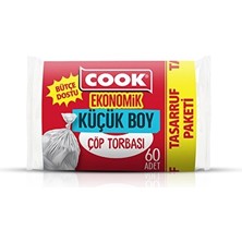 3 Adet Cook Ekonomik Küçük Çöp Torbası Şeffaf (40 cm x 47 Cm) 60 Yaprak