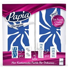 4 Adet Papia Designer Desenli Peçete 50'li