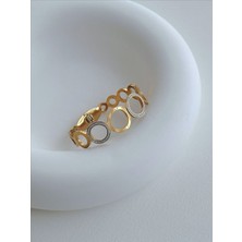 QA Quella Accessories Çelik Zirkon Büyük Halkalı Gold Kelepçe Bileklik Iç Çap: 6 cm / Çevre: 19 cm