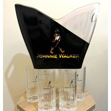 Sanat Taciri 4 Adet Jhonnie Walker Viski  Bardağı ve Işıklı Şişe Kovası