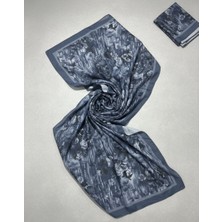 Han Çanta Han Scaft Mavi Çiçek Desenli Soft Şal